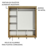 Placard Matrimonial Mónaco 3 Puertas Corredizas con Espejo con Patas Marrón