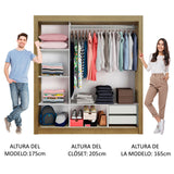 Placard Matrimonial Lyon 3 Puertas Corredizas con Espejos 2 Cajones Marrón