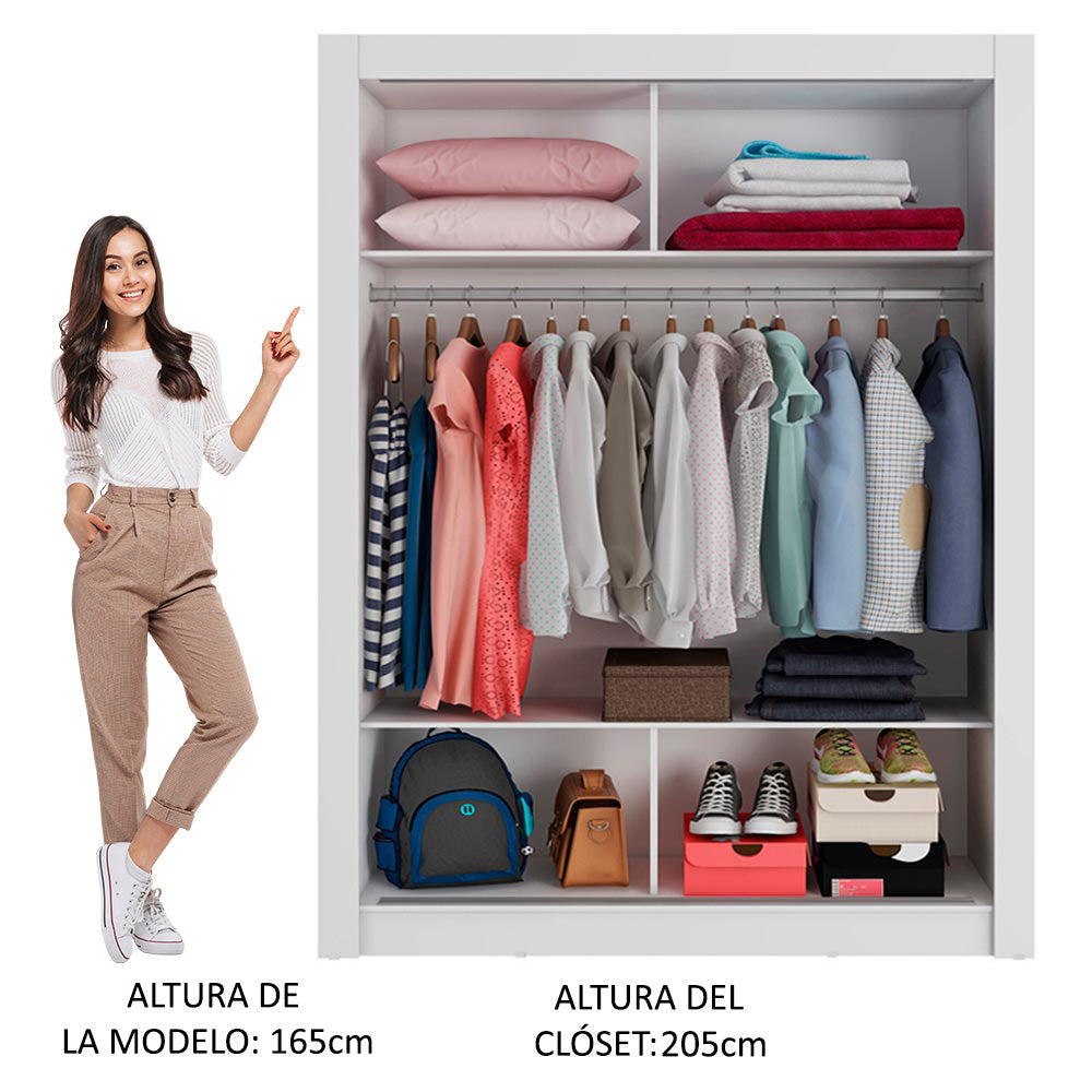 Placard Soltero Denver 2 Puertas Corredizas Blanco