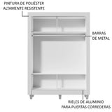 Placard Soltero Denver 2 Puertas Corredizas con Patas Blanco