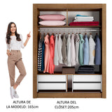 Placard Soltero Dallas Plus 2 Puertas Corredizas 4 Cajones Marrón