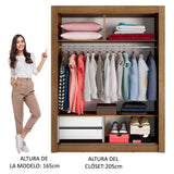Placard Soltero Dallas 2 Puertas Corredizas 2 Cajones Marrón/Blanco