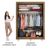 Placard Armario individual Madesa Denver 2 Purtas Corredizas con Patas Marrón/Blanco