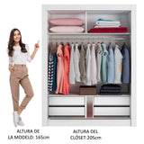 Placard Soltero Dallas Plus 2 Puertas Corredizas 4 Cajones Blanco/Marrón