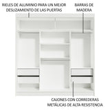 Placard Matrimonial Reno 3 Puertas Corredizas 1 con Espejo - Blanco