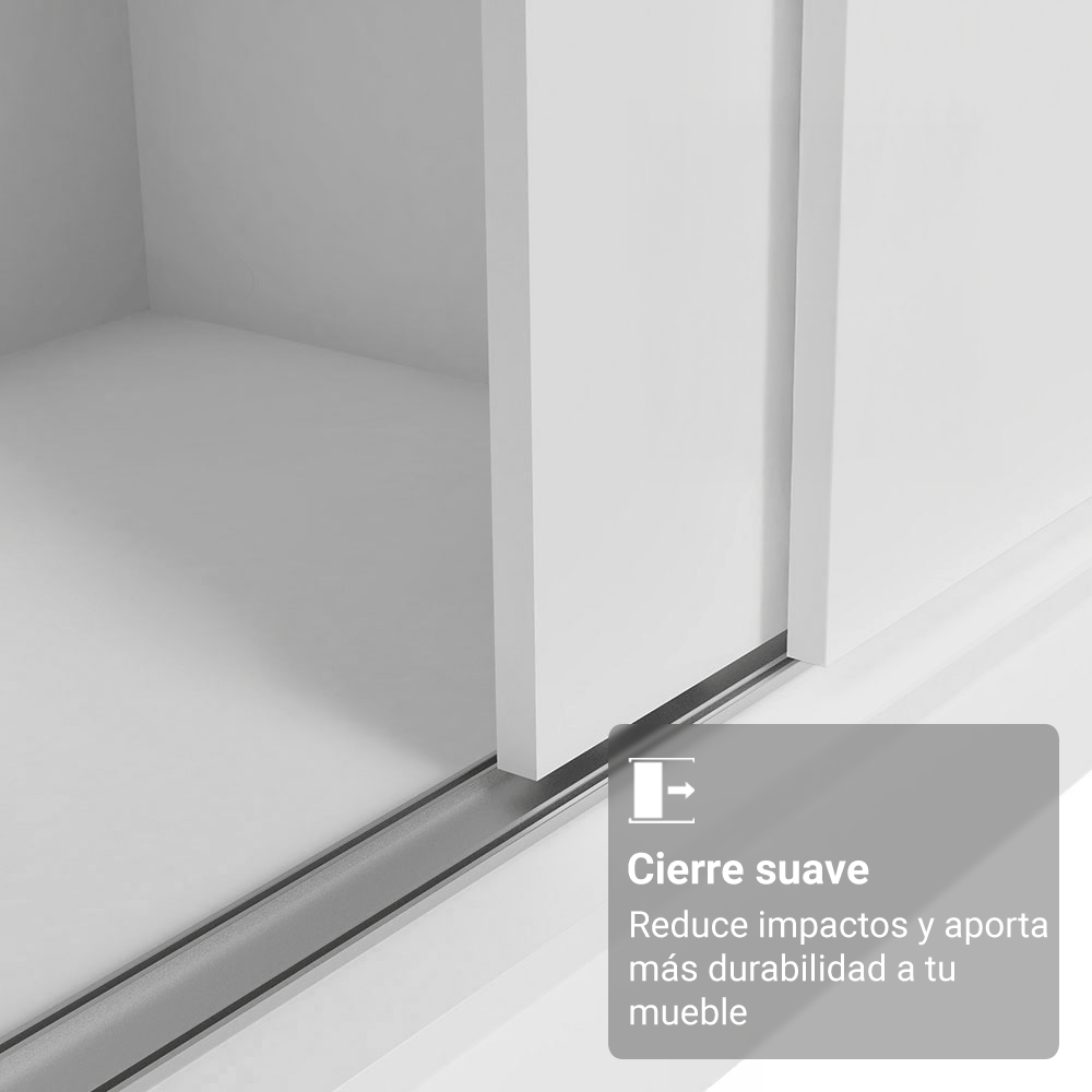 Placard Matrimonial con Patas 180 cm 3 Puertas con Espejos Reno Blanco