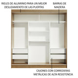 Placard Matrimonial Reno 3 Puertas Corredizas 2 con Espejo - Marrón/Blanco