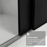 Placard Matrimonial con Patas 180 cm 3 Puertas con 3 Espejos Reno Blanco/Negro