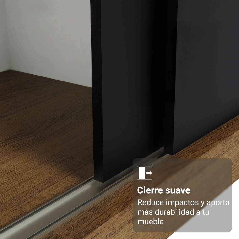 Placard Matrimonial con Patas 180 cm 3 Puertas con Espejos Reno Marrón/Negro
