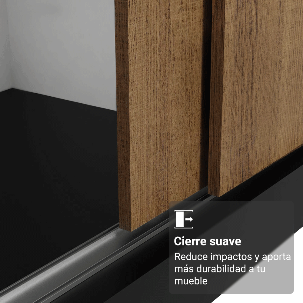 Placard Matrimonial con Patas 180 cm 3 Puertas con Espejos Reno Negro/Marrón