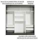 Placard Ropero Casal Madesa Reno 3 Puertas Corredizas con Espejo Negro/Gris