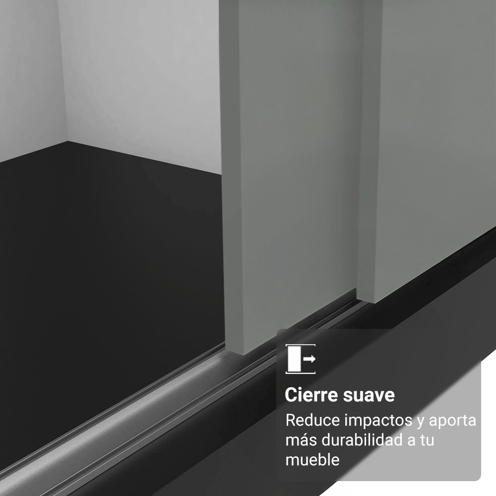 Placard Matrimonial con Patas 180 cm 3 Puertas con Espejo Reno Negro/Gris