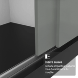 Placard Matrimonial con Patas 180 cm 3 Puertas con 3 Espejos Reno Negro/Gris