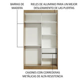 Placard Ropero Solteiro Madesa Tokio 2 Puertas Corredizas de Espejo 2 Cajones Marrón