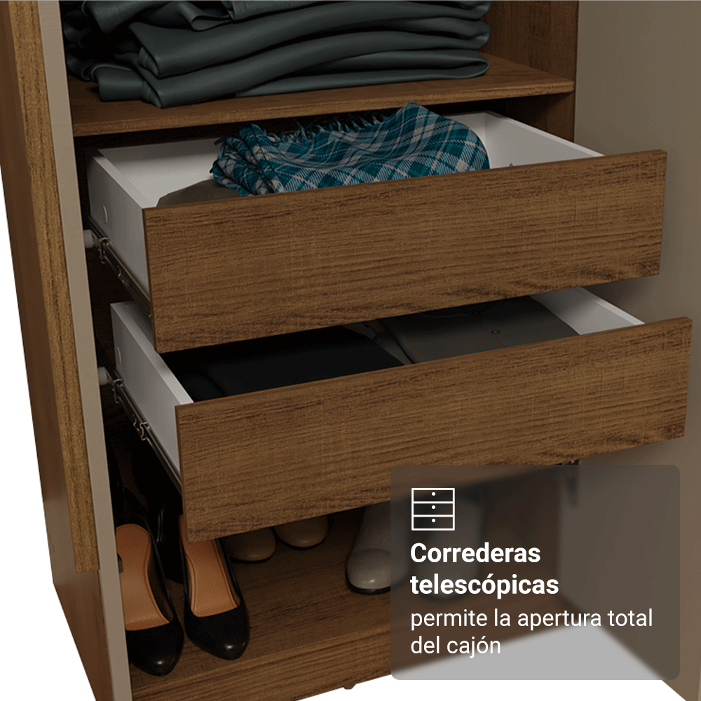 Placard Matrimonial 6 Puertas Batientes Venus Marrón/Crema/Marrón