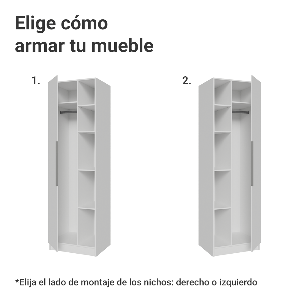 Placard Neo 65 cm 1 Puerta con Patas Modular 5 Nichos Blanco Madesa