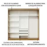 Placard Ropero Casal Madesa Istambul 3 Puertas Corredizas de Espejo 3 Cajones Marrón/Blanco