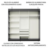 Placard Ropero Casal Madesa Istambul 3 Puertas Corredizas de Espejo 3 Cajones Negro