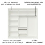 Placard Ropero Casal Madesa Istambul 3 Puertas Corredizas con Espejos 3 Cajones Blanco/Marrón