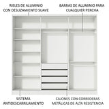 Placard Matrimonial 100% MDF 3 Puertas Corredizas con Espejos Blanco Eros