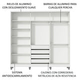 Placard Matrimonial 100% MDF 3 Puertas Corredizas con Espejos Blanco con Patas Eros