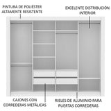 Placard Ropero Casal Madesa Alabama 4 Puertas Corredizas con Espejos Blanco