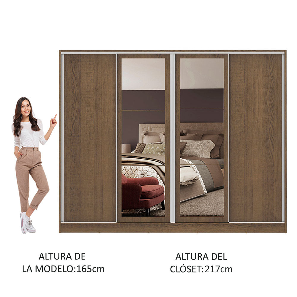 Placard Ropero Casal Madesa Cronos 4 Puertas Corredizas con Espejos Marrón
