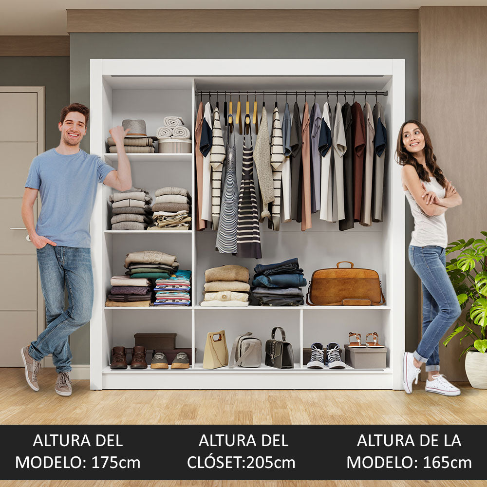 Placard Matrimonial 3 Puertas Corredizas Blanco Nobre