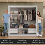 Placard Matrimonial 3 Puertas Corredizas con Espejo 4 Cajones Blanco Sublime Plus