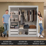 Placard Matrimonial 3 Puertas Corredizas 4 Cajones Blanco/Gris Sublime Plus
