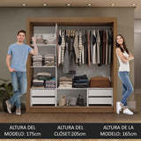 Placard Matrimonial 3 Puertas Corredizas 4 Cajones Blanco/Gris Sublime Plus