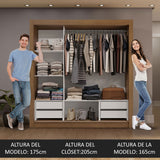 Placard Matrimonial 3 Puertas Corredizas con Espejo 4 Cajones Marrón/Gris Sublime Plus
