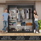 Placard Matrimonial 3 Puertas Corredizas Negro/Gris Nobre
