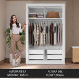 Placard 2 Puertas Corredizas con Espejo 4 Cajones Blanco Vivare Plus