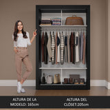 Placard individual 2 Puertas corredizas con Espejo Negro Milano Madesa