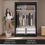 Placard 2 Puertas Corredizas 4 Cajones Negro Vivare Plus