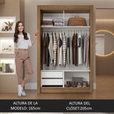 Placard Soltero 2 Puertas Corredizas 2 Cajones Marrón/Gris Vivare
