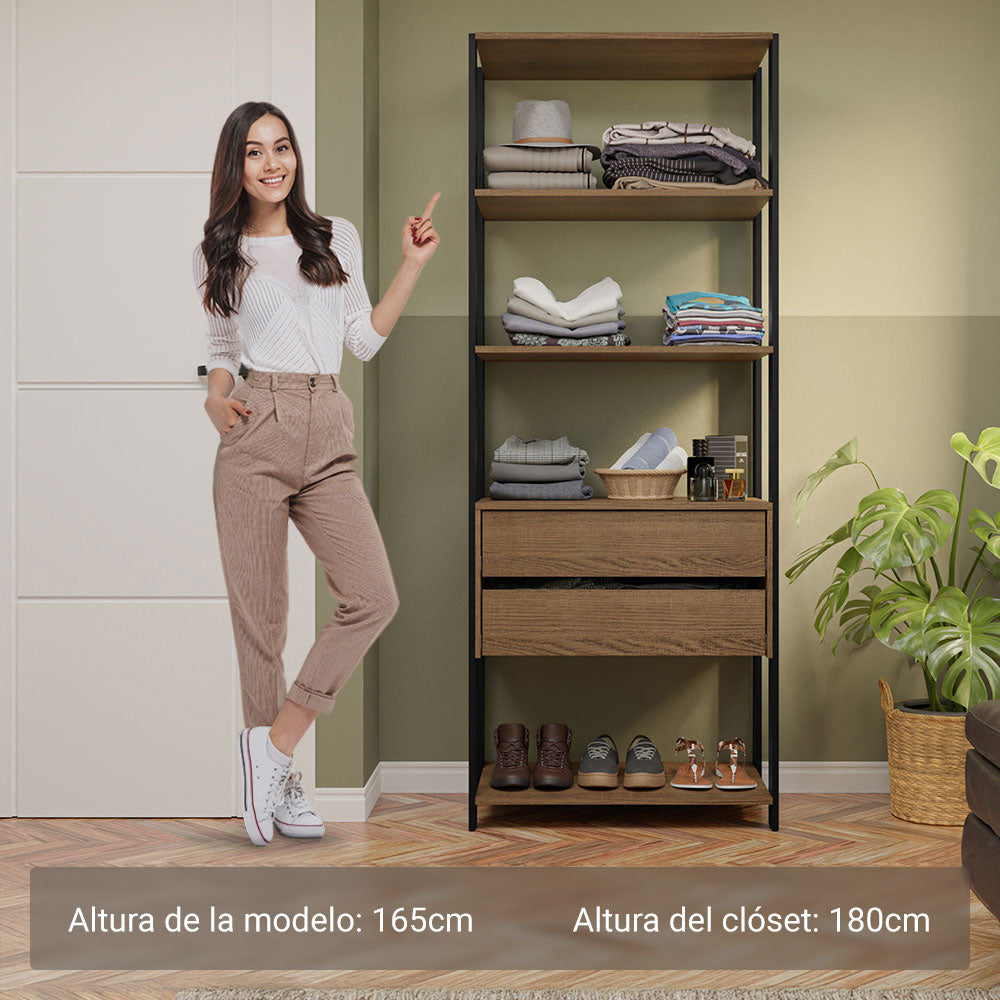 Placard Modulado 2 Cajones 4 Niveles 70cm Marrón/Negro Valencia