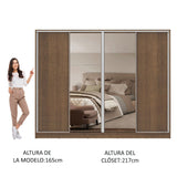 Placard Ropero Casal Madesa Apolo 4 Puertas Corredizas con Espejo Marrón