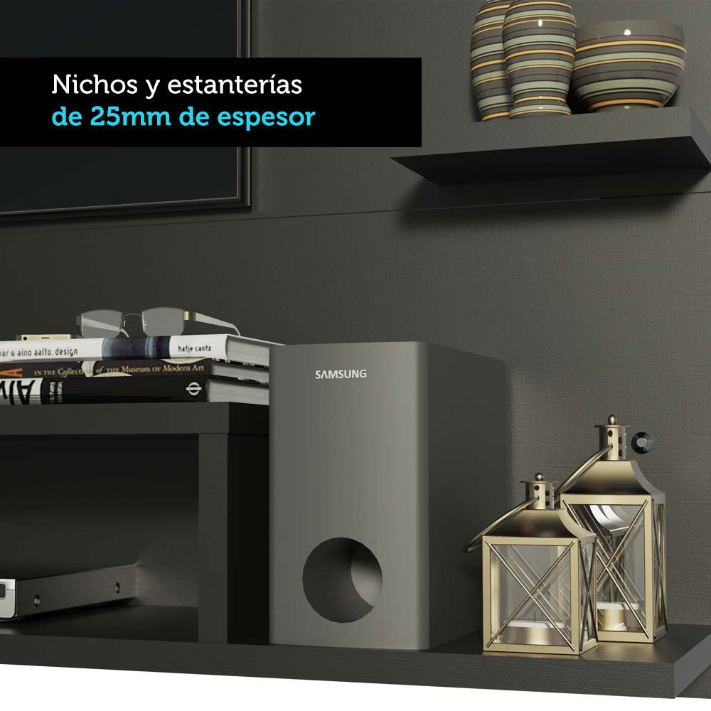 Panel de TV Hasta 60 Pulgadas 180 cm Alfa Negro Madesa