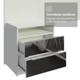 Respaldo de cama extensible Madesa con 2 Mesas de Luz con Espejo Blanco