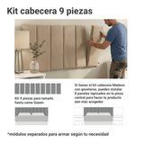 Respaldo Tapizado Modular Combo 9 Piezas para Camas hasta Matrimonial/Queen Imperial Madesa