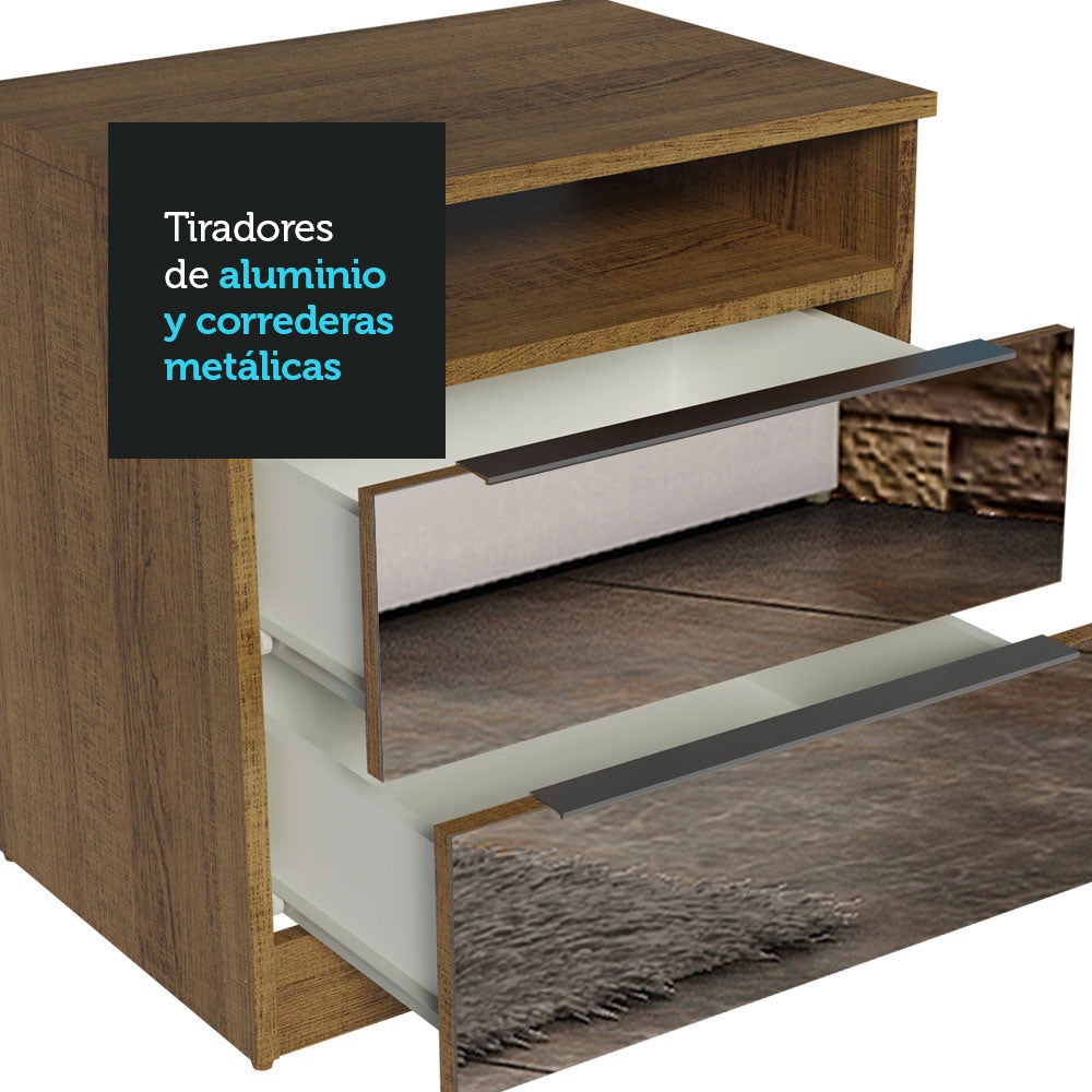 Mesa de Luz Madesa 3227 2 Cajones con Espejo Marrón