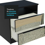 Mesa de Luz Madesa 3227 2 Cajones con Espejo Negro