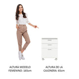 Cajonera Organizadora de Escritorio 3322 3 Cajones y Ruedas Blanco
