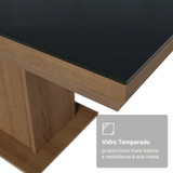 Mesa de Comedor Rectangular Tapa con Borde Biselado y Vidrio Sobrepuesto Marrón/Negro 5275 Madesa