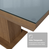 Mesa de Comedor Rectangular Tapa con Borde Biselado y Vidrio Sobrepuesto Marrón/Gris 5275 Madesa