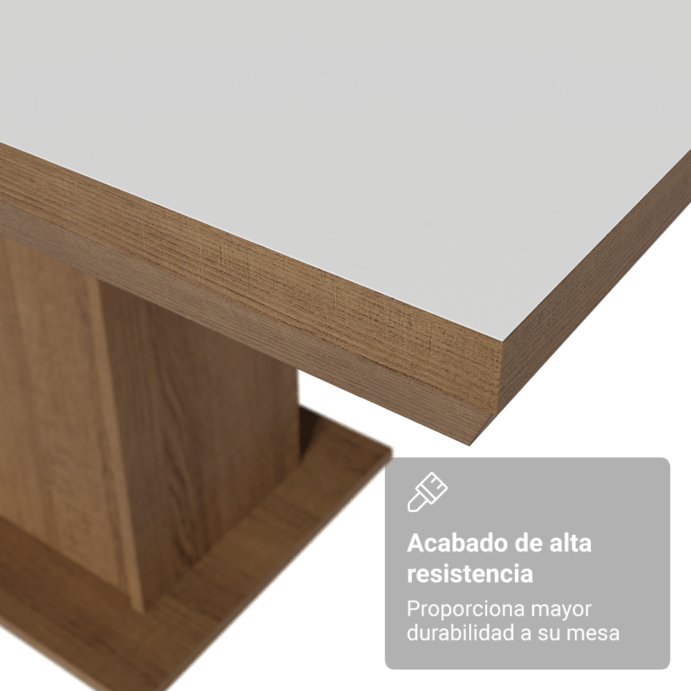 Mesa de Comedor Rectangular Tapa con Borde Biselado Marrón/Blanco 5275 Madesa