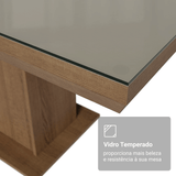 Mesa de Comedor Rectangular Tapa con Borde Biselado y Vidrio Sobrepuesto Marrón/Crema 5275 Madesa
