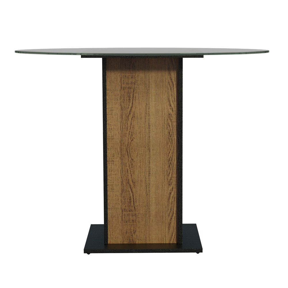 Mesa De Comedor Redonda Madesa 5324 con Tapa de Vidrio Negro/Marrón